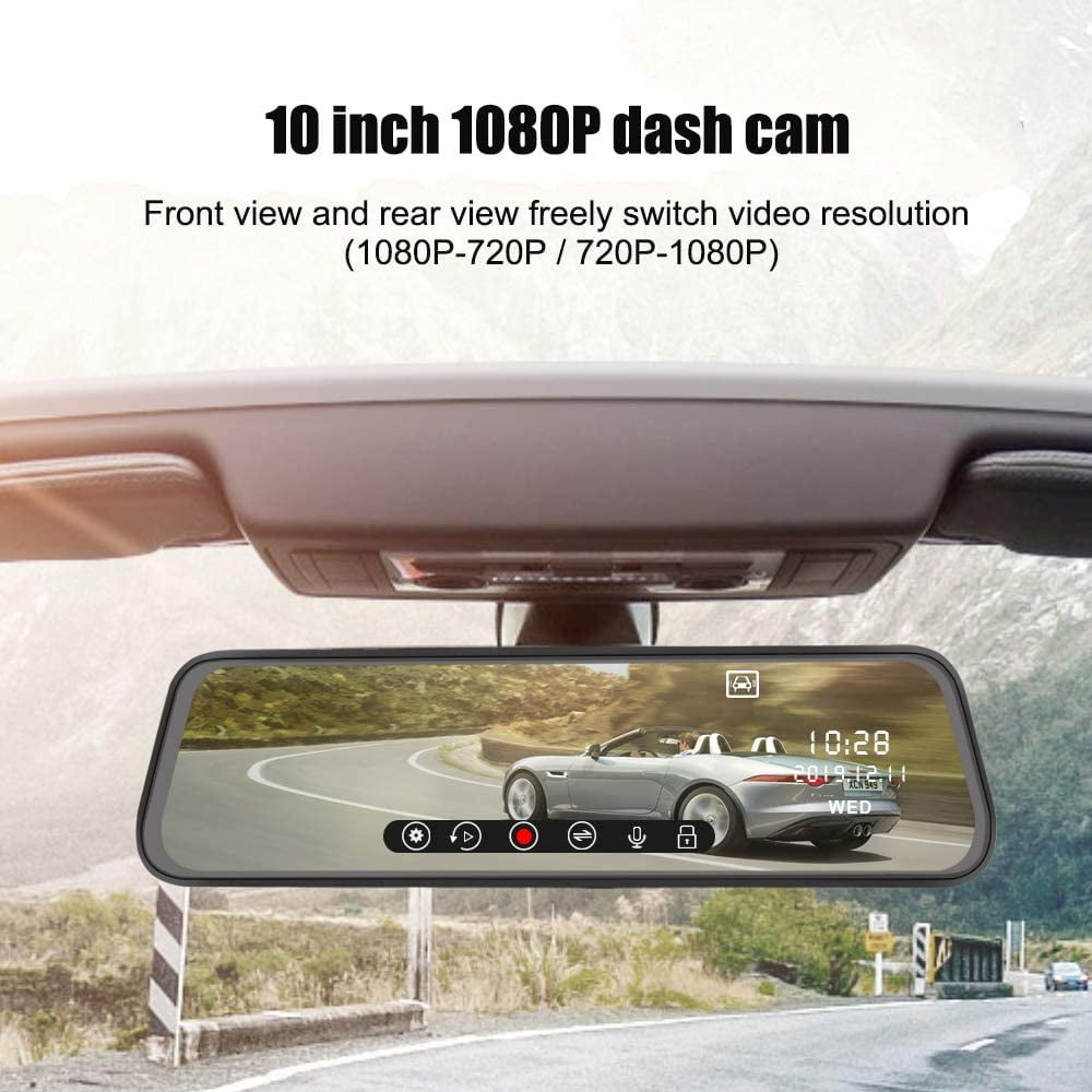 Night Vision 12 Mirror Dash Cam,Backup Camera with 1440p IPS Full Touch Screen Parking Monitor Dual Lens Waterproof Front Rear Dash Camera for Car Rear View Mirror Camera with Loop Recording